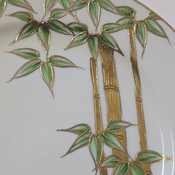 Hand Painted Bambo Plates Occupied Japan Set of 4 Mame-Zara Appetizer Dessert - Picture 4 of 16